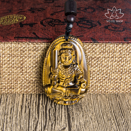 Guardian Bodhisattva Pendant with yellow tiger's eye stone
