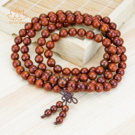Buddhist prayer 108 beads made of  Indian red sandalwood 