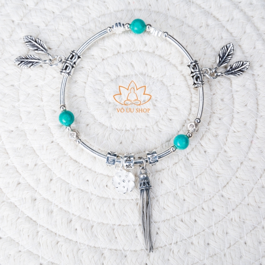Pandora Turquoise bracelet with apricot charm