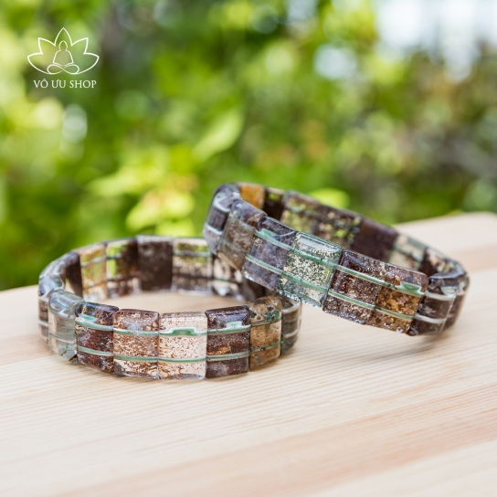 Colorful Lodolite Quartz Gemstone Bracelet with size 10mm