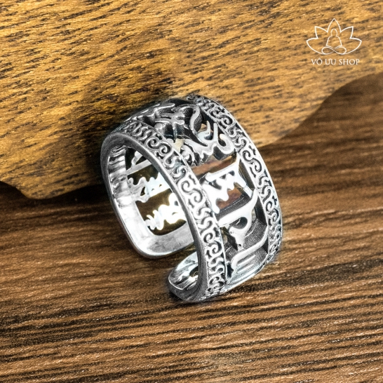 Silver ring engraved Om Mani Padme  Hum