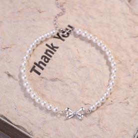 Vòng Tay Ngọc Trai Phối Nơ Bạc