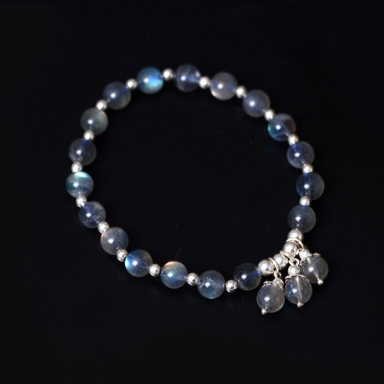 Vòng tay đá Labradorite mix charm bạc S925