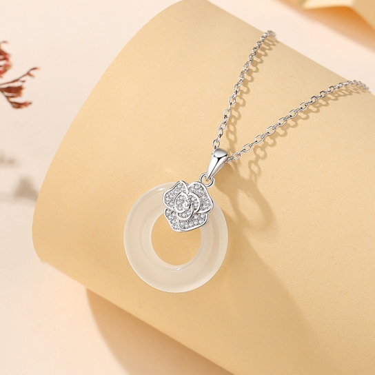 Mặt dây chuyền đồng điếu bạch ngọc khóa bạc S925