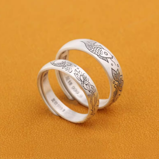 Nhẫn Liên Ngư Cát Tường bạc S999