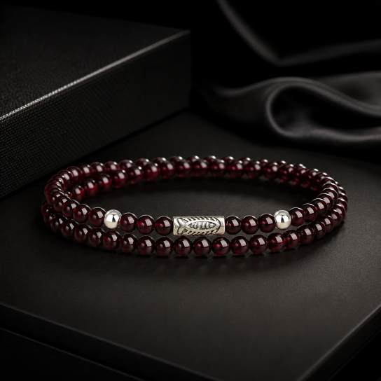 Chuỗi garnet đôi mix charm cá bạc S925